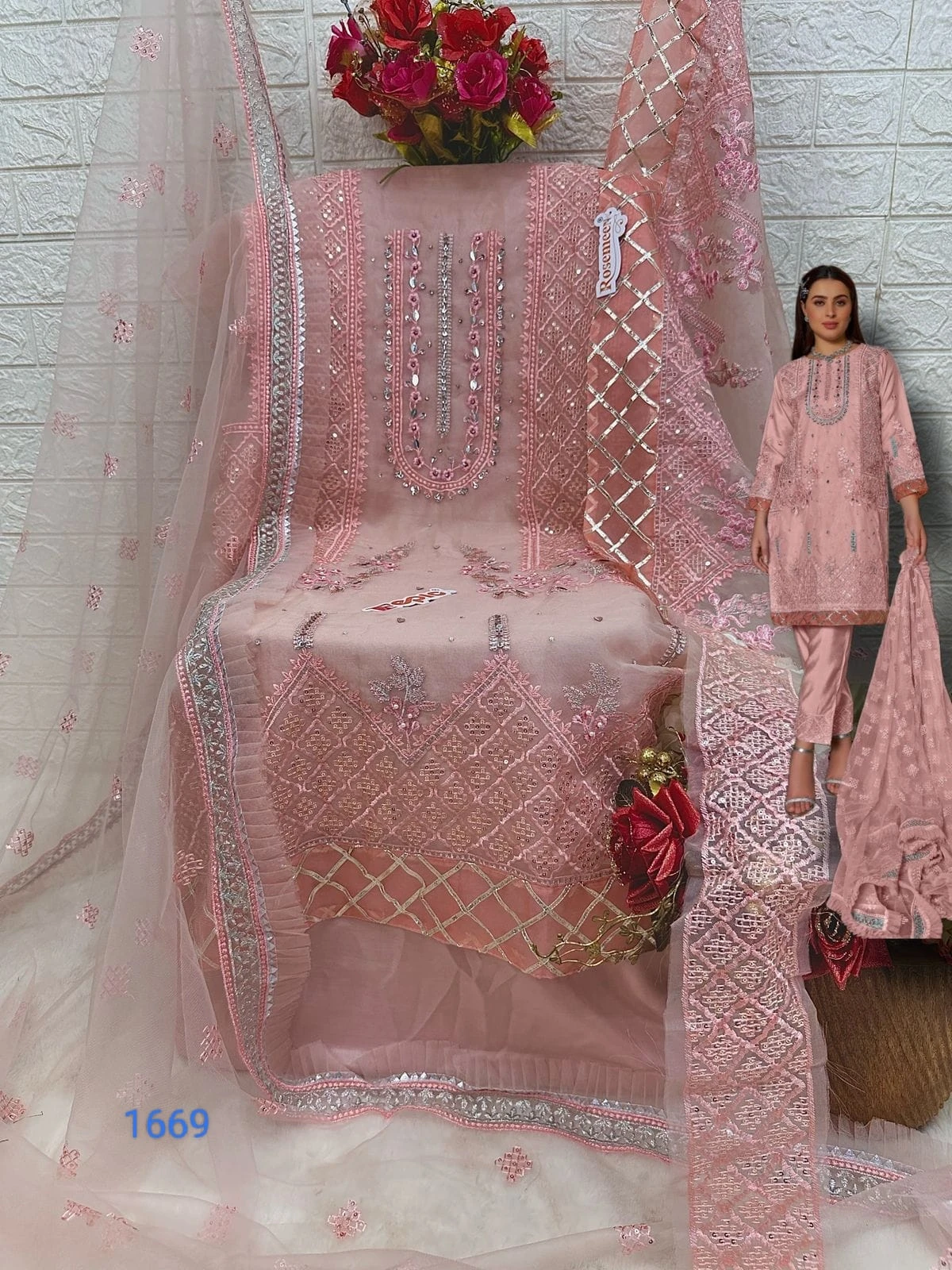 Fepic C 1669 Organza Wholesale Pakistani Salwar Suit Catalog — Wholesale Salwar Suits, MPA wholesale from Surat - Gallery Image 3